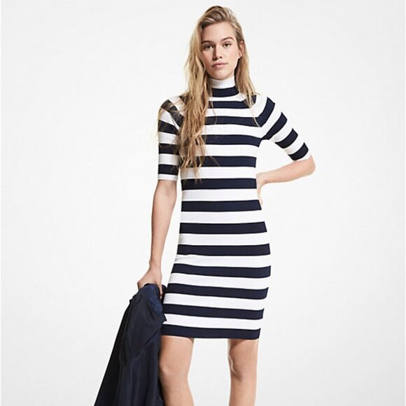 Michael Michael Kors Bodycon Sweater Dress 3/4 Sleeve Knitted Striped Size XS - Picture 1 of 4